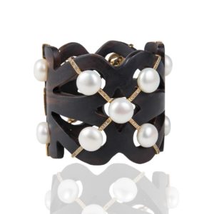 Gold, Diamond and Pearl Ebony Bracelet Bracelets