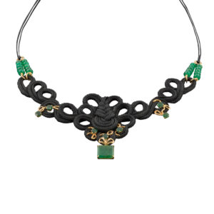 Lace and Emerald Necklace Necklaces