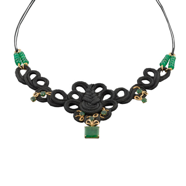 Lace and Emerald Necklace