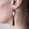 Ebony Drop and Pearl Earrings