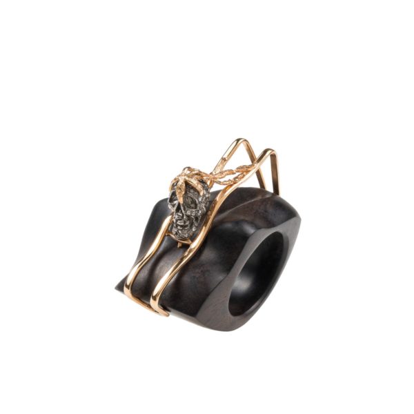 Ebony and Iced Diamonds Skull Ring