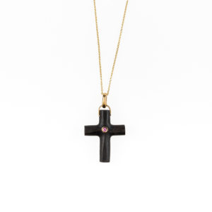 Ebony and Ruby Cross Pendant Necklaces