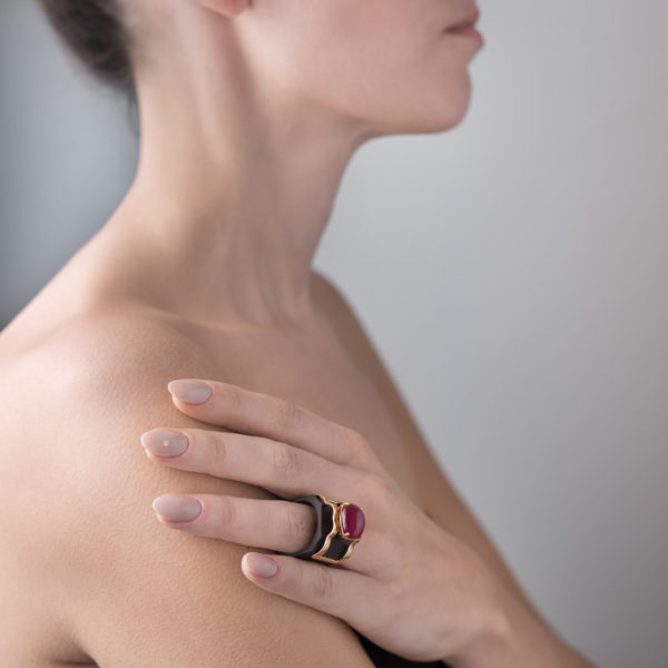 Ebony and Ruby Dimension Ring