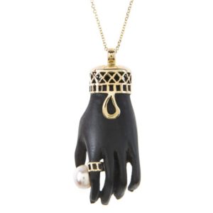 Ebony and Pearl Hand Pendant Necklaces