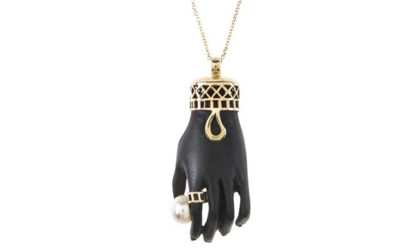 Ebony and Pearl Hand Pendant