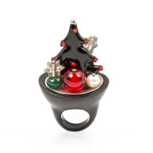 Christmas Tree Ebony Ring Rings
